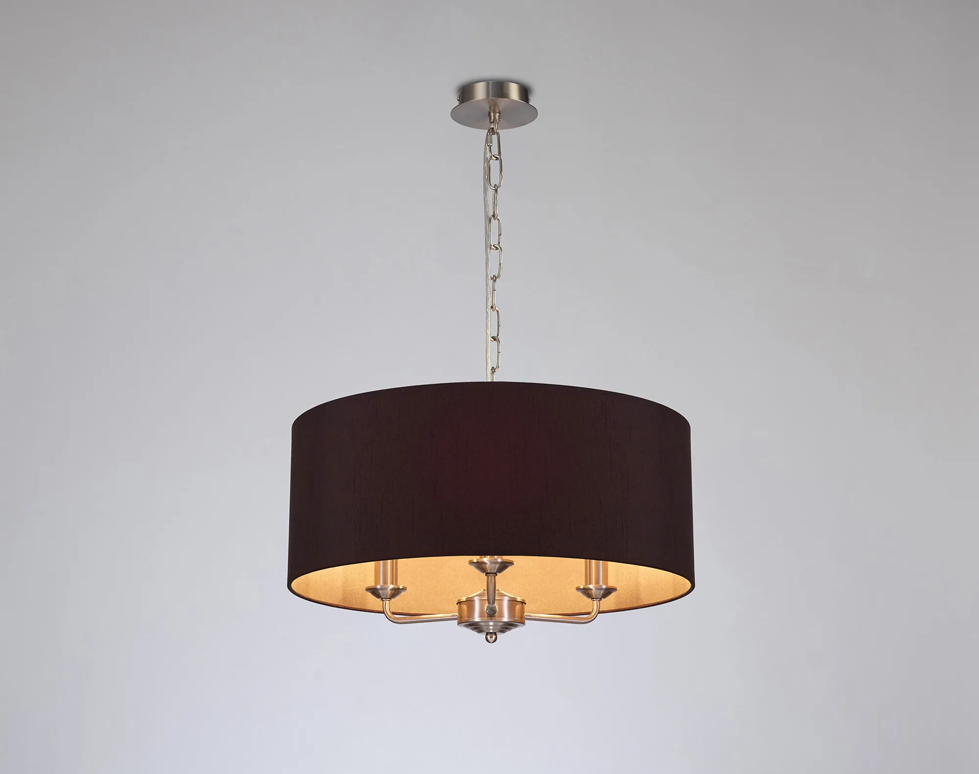 Banyan 50cm 3 Light Pendant Satin Nickel, Midnight Black/Green Olive DK0072  Deco Banyan SN BL
